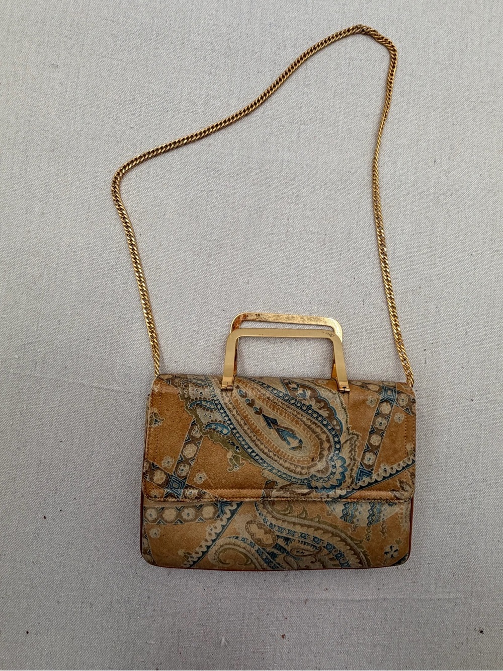Vintage Gold Paisley Chain-Handle Women’s Shoulder Bag
